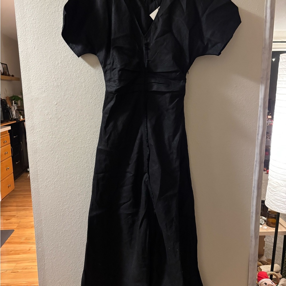 DISSH Linen fringing Black Midi Dress - Picture 7 of 7